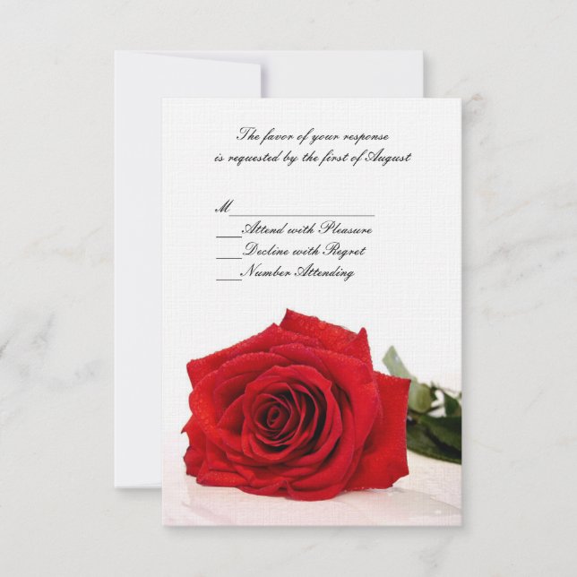 Red Rose Wedding RSVP Card (Front)