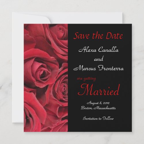 Red Rose Wedding Save the Date Announcement Card