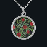 Red Rose Wedding Sterling Silver Necklace<br><div class="desc">This gorgeous red rose wedding design is beautiful and elegant on a white or black background.  Perfect for a valentine's day,  winter or fall wedding this rich and warm bright red.</div>