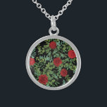 Red Rose Wedding Sterling Silver Necklace<br><div class="desc">This gorgeous red rose wedding design is beautiful and elegant on a white or black background.  Perfect for a valentine's day,  winter or fall wedding this rich and warm bright red.</div>