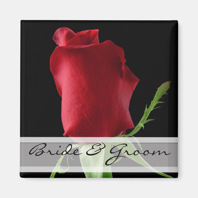 Red Rose Wedding Stickers Customize for Any Event- Magnet (Front)