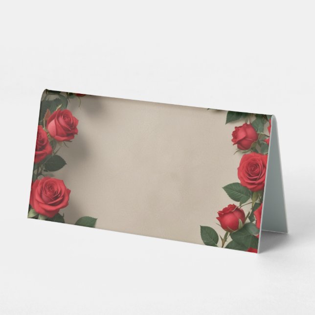 Red Rose Wedding Table Tent (Front)