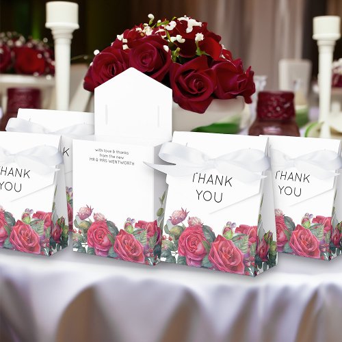 Red Rose Wedding Thank You Favor Boxes