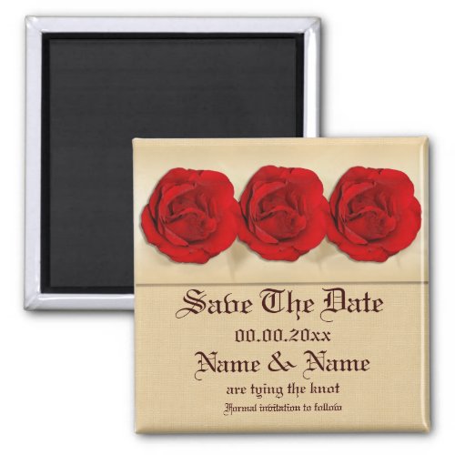 Red rose wedding trio  Personalized Magnet