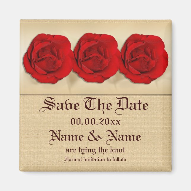 Red rose wedding trio | Personalized Magnet (Front)