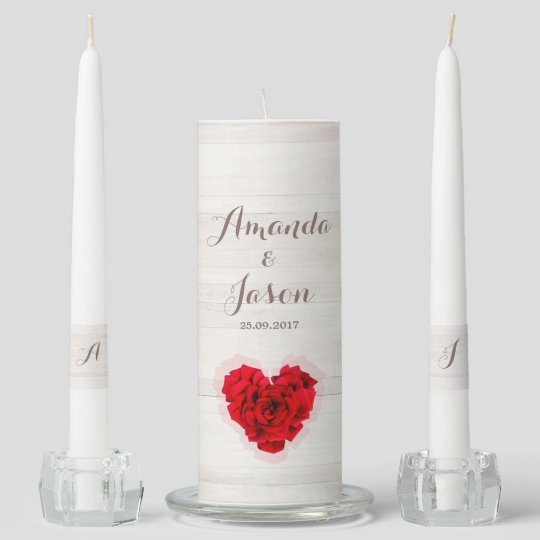 Red rose wedding unity candle set hhn01 | Zazzle.com