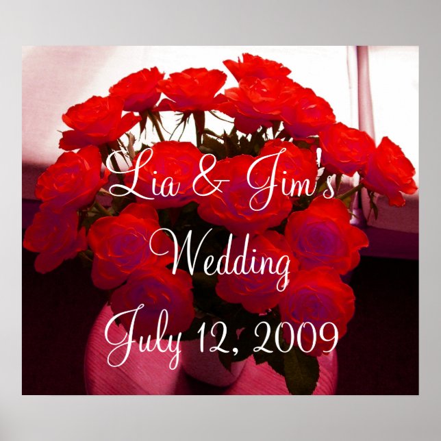 Red Rose Wedding Valentine Poster - Customizable (Front)