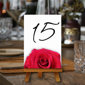Red Rose Wedding Vertical Table Number Cards