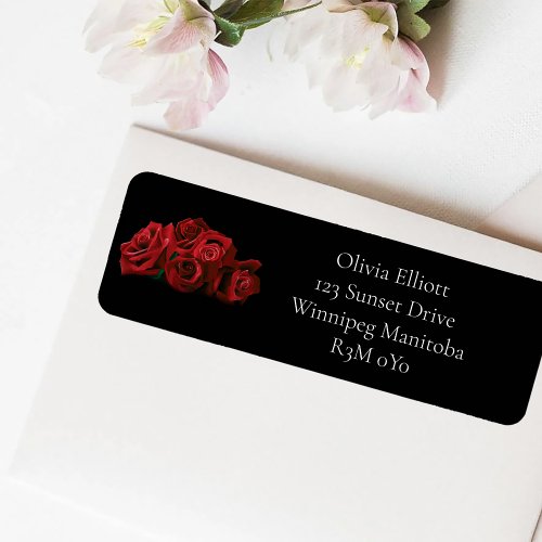 Red Rose White Black Elegance Timeless Wedding Label