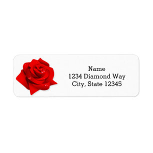 Red Rose White Elegant Chic Label