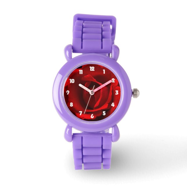 Red Rose White Fat Numbers wacna Watch (Front)