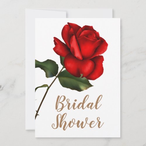 Red Rose White Floral Chic Elegant Bridal Shower Invitation