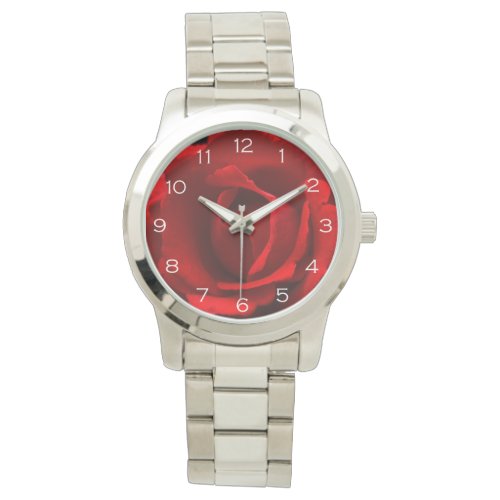Red Rose White Numbers Womens cn Watch