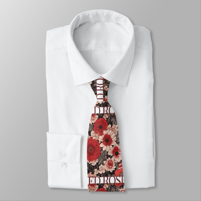 Red Rose White Rose  Neck Tie (Tied)