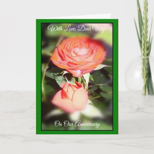 Red Rose Wife Personalised Wedding Anniversary Card