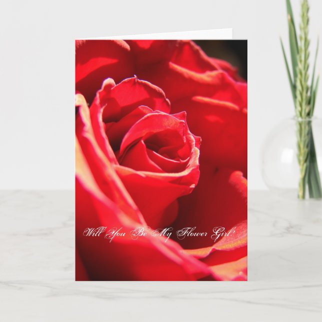 Red Rose, Will You Be My Flower Girl? Invitation (Front)