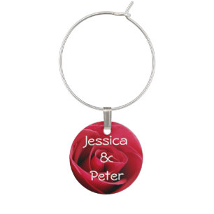 Red Rose Wine Charm