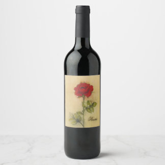 Red rose wine label