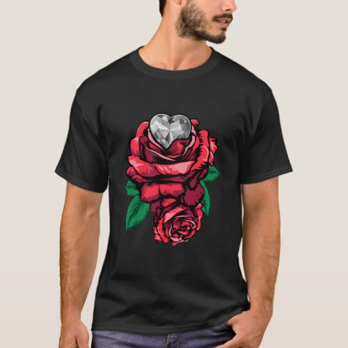 Red Rose With A Diamond _ Garden Gardener Rose T_Shirt