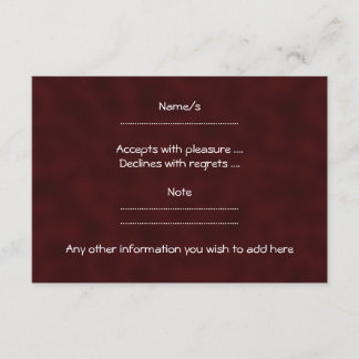 Red Rose. With Black and Deep Red. RSVP Card