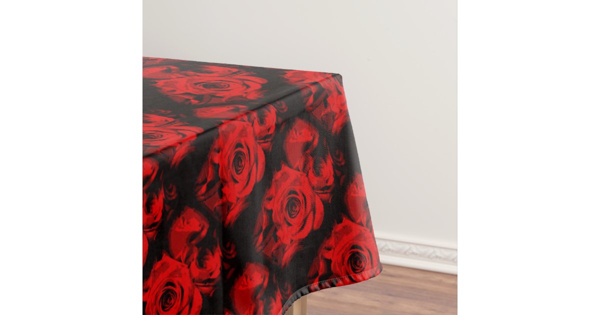 Red Rose with Black Tablecloth | Zazzle