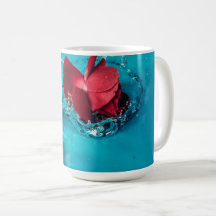  Red rose with Blue background Coffee Mug