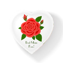 Red Rose With Buds Paperweight