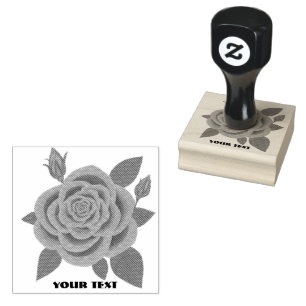 Red Rose with Buds Rubber Stamp