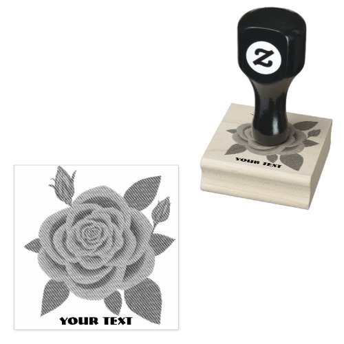 Red Rose with Buds Rubber Stamp