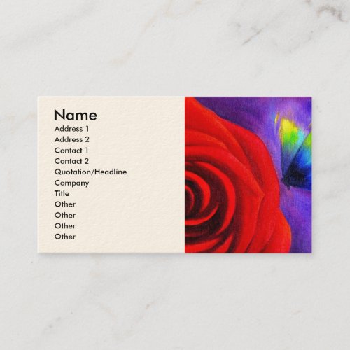 Red Rose With Butterfly Painting Art - Multi Business Cards