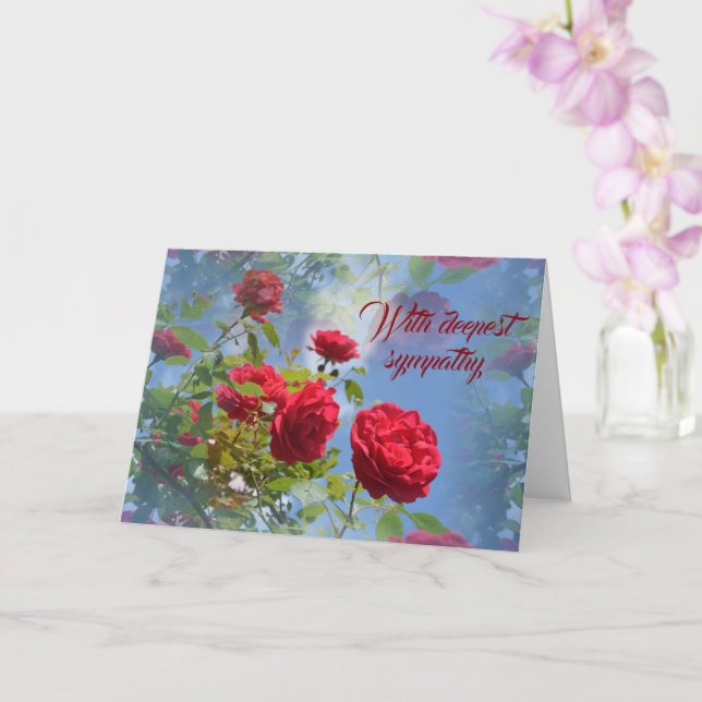 Red rose   -  With deepest sympathy Card (Orchid)