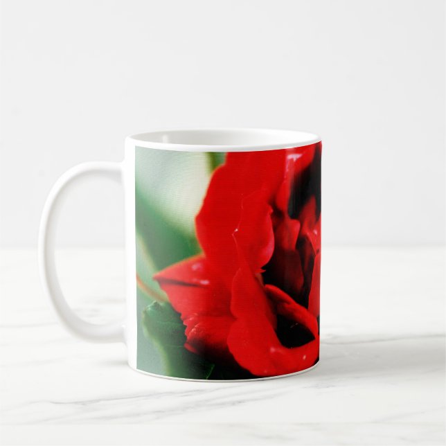 Red Rose with Dew Drops   Coffee Mug (Left)
