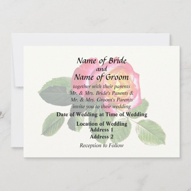 Red Rose With Golden Yellow Center Invitation (Front)