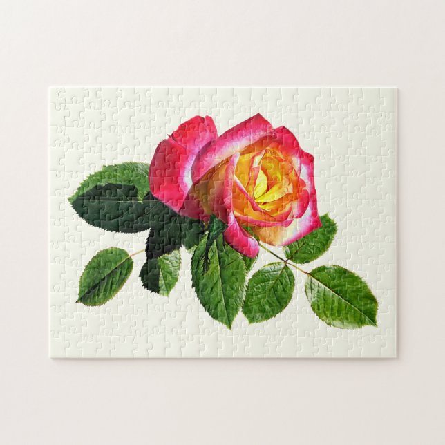 Red Rose With Golden Yellow Center Jigsaw Puzzle (Horizontal)