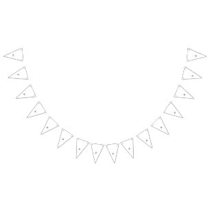 Red rose with green leaves, stylized in a pointill bunting flags