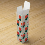 Red Rose with Green Leaves Wine Box