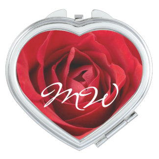 Red Rose with Initials Compact Mirror