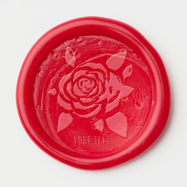 Red Rose With Text Red Wax Seal Sticker (Front)