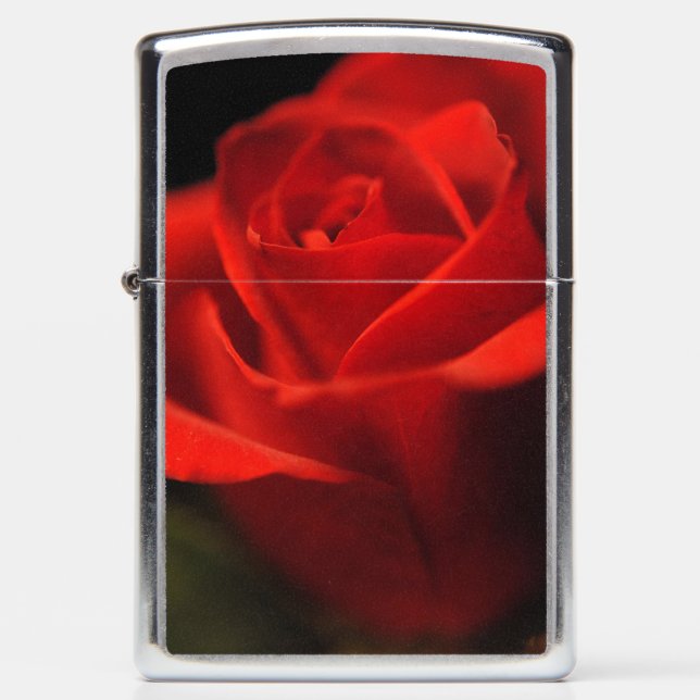 Red Rose With Veins Zippo Lighter (Front)