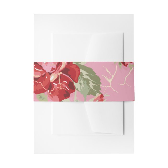 Red rose with white background print invitation be belly band (Front Example)