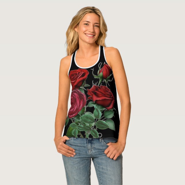 "Red Rose Women's Tank Top – Bloom with Grace (Front Full)
