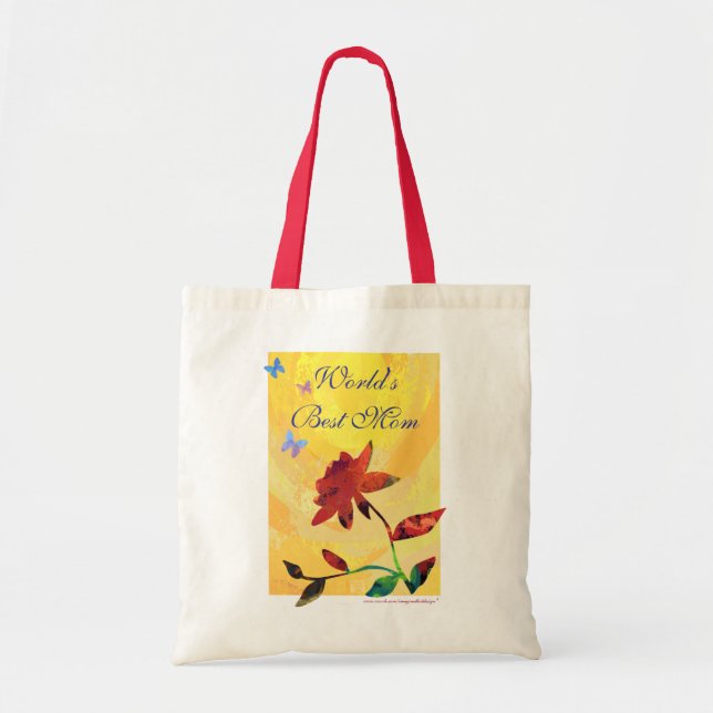 Red Rose World's Best Mom Tote Bag (Front)