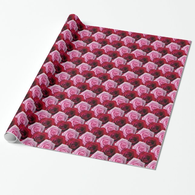 Red Rose Wrapping Paper Romantic Rose Paper (Unrolled)