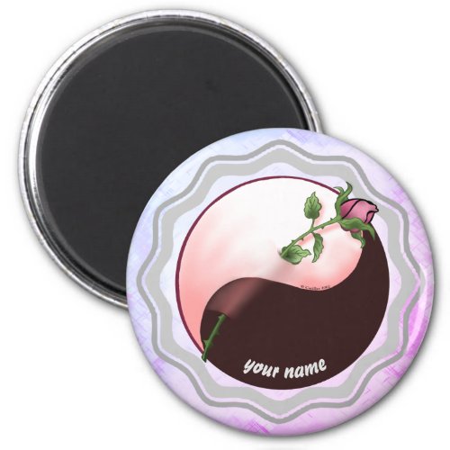 Red Rose yin yang custom name  magnet