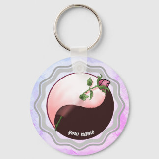 Red Rose yin yang  keychain