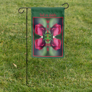 Red Rosebud Bending Abstract Personalized Garden Flag