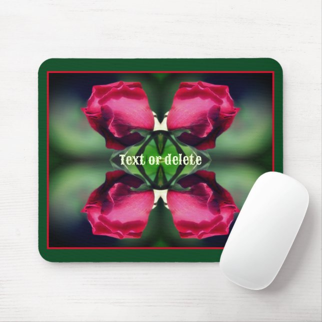 Red Rosebud Bending Abstract Personalized Mouse Pad (With Mouse)
