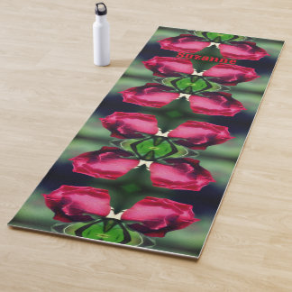 Red Rosebud Bending Abstract Personalized Yoga Mat