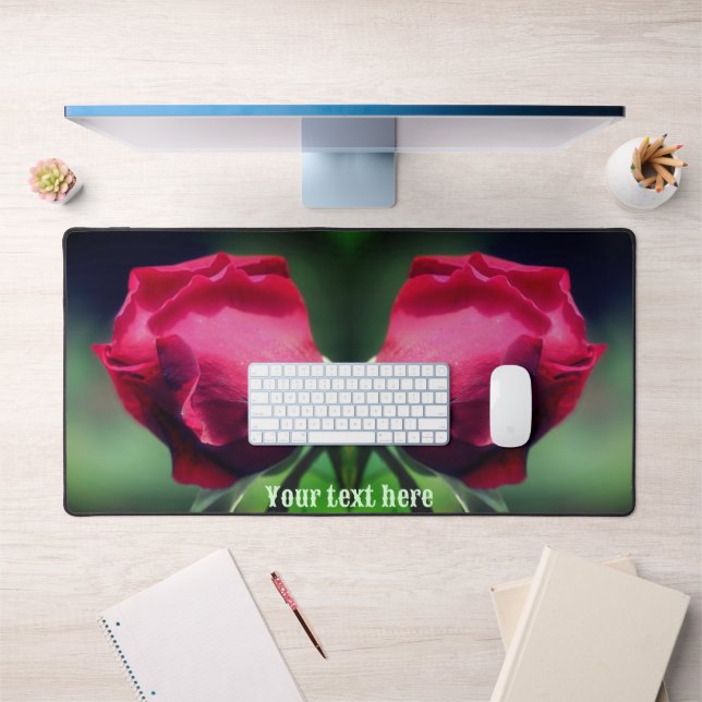 Red Rosebud Bending Flower Personalized Desk Mat (Office 1)