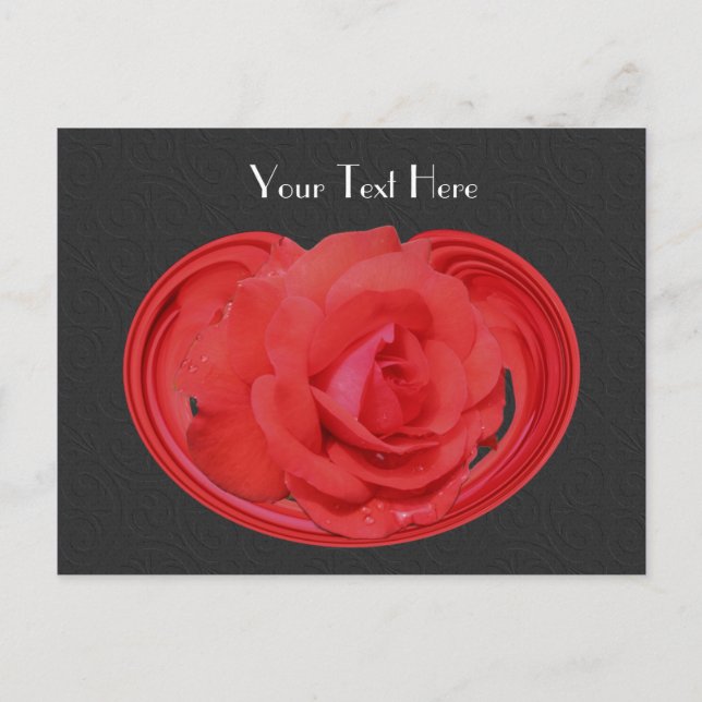 Red Rosebud Black Floral Customizable Postcard (Front)